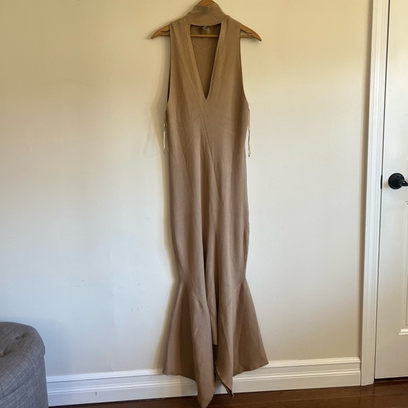 Anthropologie Mock Neck Midi Dress Tan size XL - Picture 9 of 15